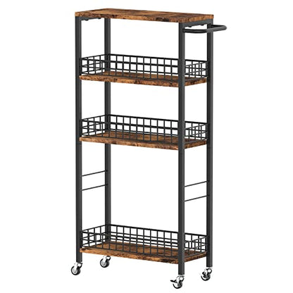 NOVIMANGO Slim Storage Cart Narrow Laundry Cart 4 Tier, Black - color: Brown