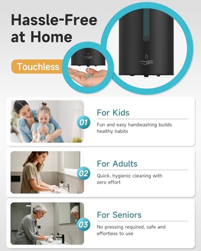 AIKE Automatic Liquid Soap Dispenser,25oz Capacity for Bathroom,Matteblack - color: Matte Black