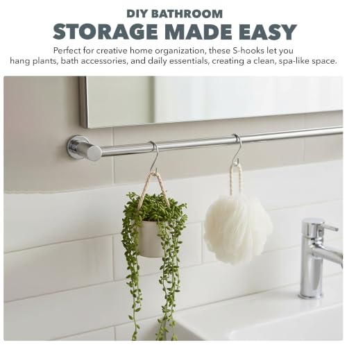 Clip Strip 100 Pack S Hooks for Hanging Displays in Retail, 1.8125" L, Open Ended Version, Use at Home Hanging Jewelry, Kitchenware, Keys, SH-50