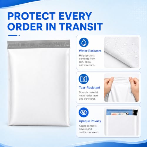 Metronic Poly Mailers 10x13 500 Pack Bulk Small Shipping Bags for Business - color: White, size: 10x13 500PC