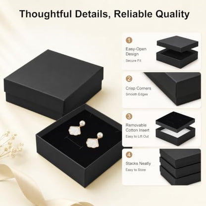 Jewelry Gift Boxes, 40 Pack 3.5x3.5x1 Inch, Black - color: Black, size: 3.5x3.5x1 Inch (Pack of 40)