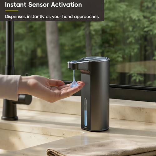 EKO Aroma Touchless Automatic Soap Dispenser for Bathroom and Kitchen, Liquid Hand Soap Dispenser, Rechargeable, 9 fl oz (Dark Grey) - color: Dark Grey, size: 9 oz
