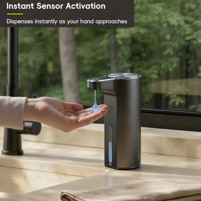 EKO Aroma Touchless Automatic Soap Dispenser for Bathroom and Kitchen, Liquid Hand Soap Dispenser, Rechargeable, 9 fl oz (Dark Grey) - color: Dark Grey, size: 9 oz