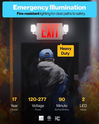 Sunco 6 Pack Red Exit Signs with LED Emergency Lights & Backup Battery - color: White