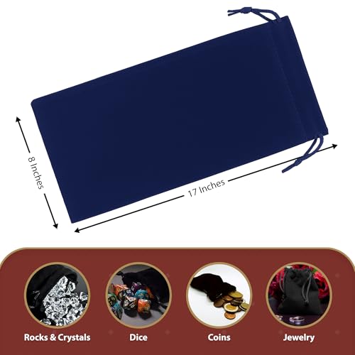 Mandala Crafts 8x17 Navy Blue Velvet Drawstring Bags for Shoe Dusting Bags - color: Navy Blue 8X17 Inches, size: 1 Count (Pack of 10)