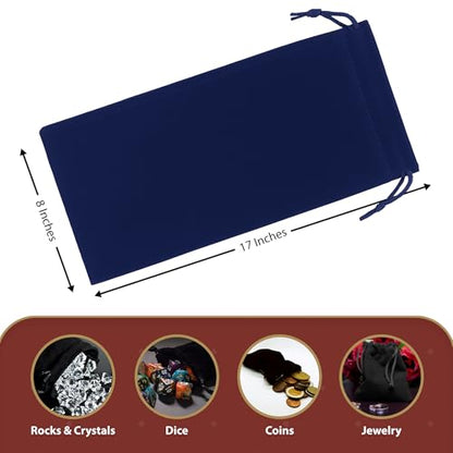 Mandala Crafts 8x17 Navy Blue Velvet Drawstring Bags for Shoe Dusting Bags - color: Navy Blue 8X17 Inches, size: 1 Count (Pack of 10)
