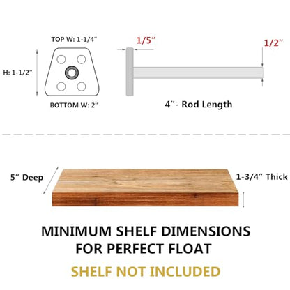NEODROP 4-Pack 4 Inch Hidden Floating Shelf Bracket, Heavy Duty Blind Shelf Support Hardware | Invisible Wall Brackets for Kitchen, Fireplace Mantel Wood Shelves | Black Powder Coated Solid Steel - size: 4 Inch, style: 4 Pack