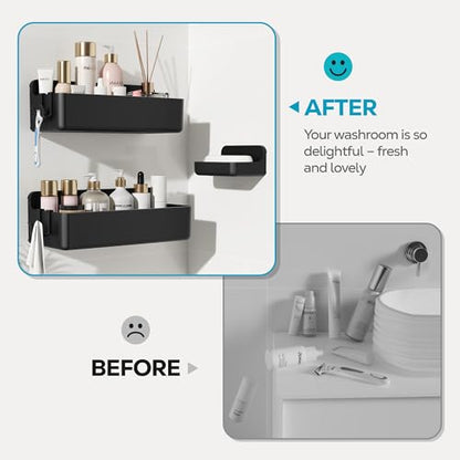 Nieifi Adhesive Shower Shelves, Black, 3 Pieces - color: Black, size: 3 pieces