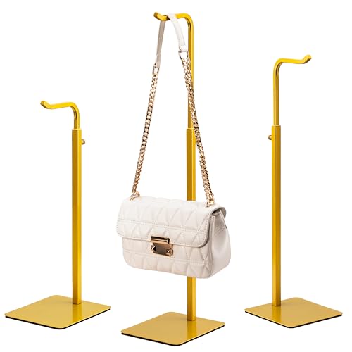 3-Pack Adjustable Tabletop Purse & Banner Display Stands, Gold - color: Gold