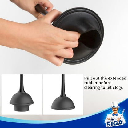 MR.SIGA Toilet Plunger and Brush Combo for Toilet Cleaning, Black, 2 Set (Pack of 6) - color: Black, size: 6.3 x 8.2 x 18.1 inch (Pack of 6)