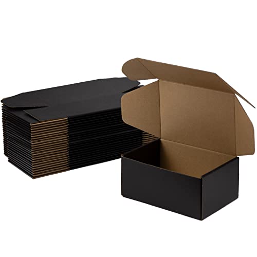 9x6x4 Inches Shipping Boxes Pack of 25, Packaging Corrugated Cardboard Mailer Boxes for Small Bussiness, Black - size: 9 x 6 x 4 inch