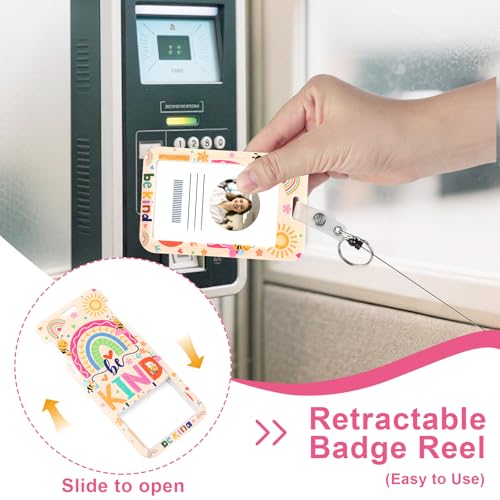 Be Kind Lanyard with Card Holder, Rainbow Badge Holder with Retractable Badge Reel Detachable Cute Rainbow Neck Lanyard for Kids Adults Nurses Teacher Student - style: Rainbow be kind