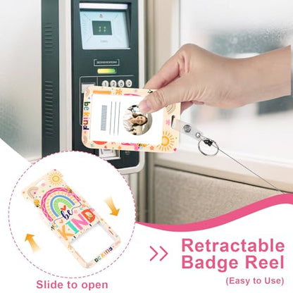 Be Kind Lanyard with Card Holder, Rainbow Badge Holder with Retractable Badge Reel Detachable Cute Rainbow Neck Lanyard for Kids Adults Nurses Teacher Student - style: Rainbow be kind
