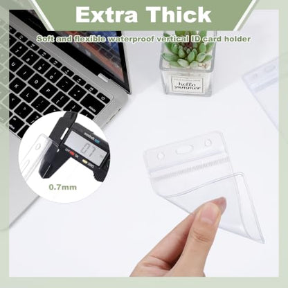 5 Pack Vertical Id Badge Holder with Retractable Reels, Clear PVC - style: 5 Set Clear Material