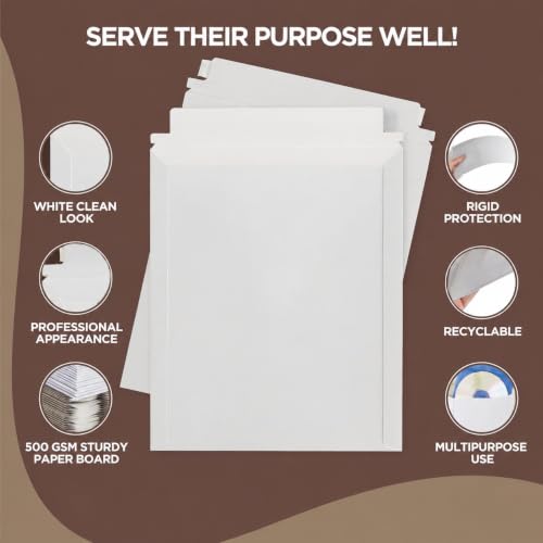 50 Pack 12.75x15 Inches Rigid Mailers – Self Adhesive Cardboard Mailers - size: 12.75x15" - Pack of 50
