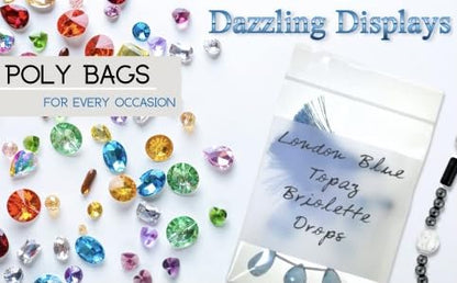 Dazzling Displays 100-Pack 2 Mil Transparent Small Plastic Clear Resealable Poly Bags (2.5 x 3 Inch) - Perfect for storing miscellaneous tiny items like beads, jewelry, and other small parts. - color: 2.5 x 3 Inch
