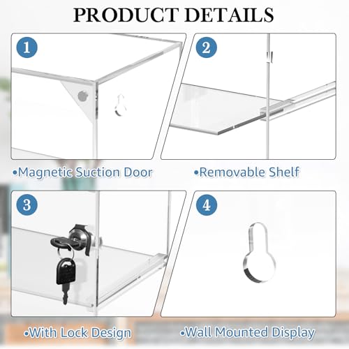 CHONOVO 4 Tier Acrylic Display Case, Clear Countertop Cabinet with Lock - size: 4 Tier