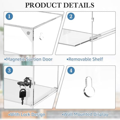 CHONOVO 4 Tier Acrylic Display Case, Clear Countertop Cabinet with Lock - size: 4 Tier