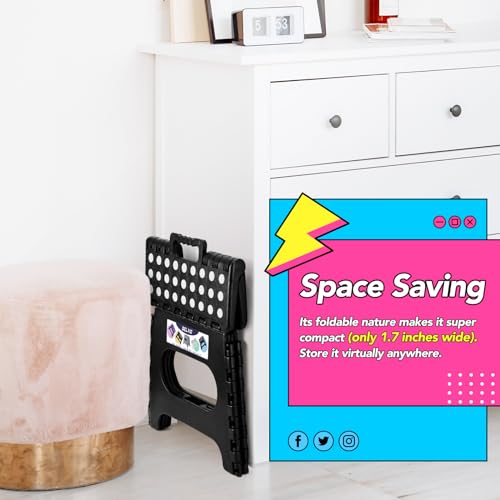 Delxo Folding Step Stool 11 Inch,300 Lbs Step Stool for Kids & Adults Black - color: Black, size: 11 Inch