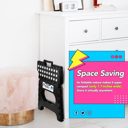 Delxo Folding Step Stool 11 Inch,300 Lbs Step Stool for Kids & Adults Black - color: Black, size: 11 Inch