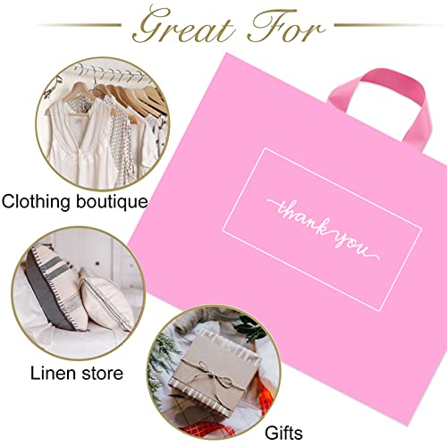 Thank You Shopping Bags - Soft Loop Handles Pink 50Pcs 17x16In - color: Pink, style: 17x16 in