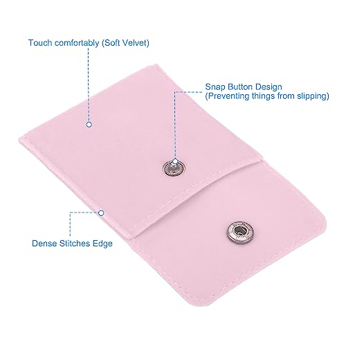 PATIKIL 12 Pack Jewelry Pouches with Snap Button Velvet Jewelry Pouches - color: Pink, size: 7x7cm