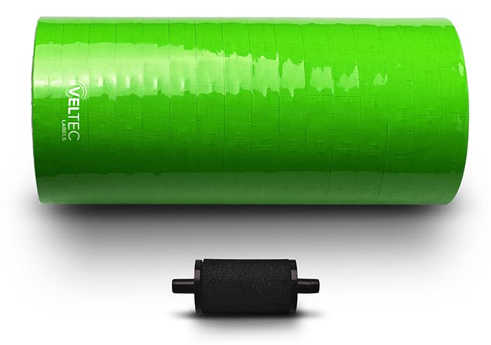 Veltec Premium Pricing Labels for Monarch 1110 Price Gun, 16 Rolls, 17,000 Labels, Ink Roller Included (Green) - color: Green