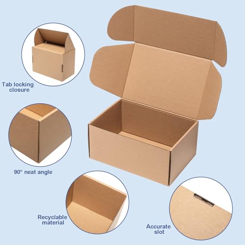 Wowxyz Shipping Boxes 12x9x4 Inch 25 Pack Corrugated Cardboard Mailer Brown - size: 12x9x4"