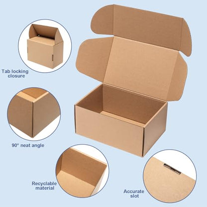 Wowxyz Shipping Boxes 12x9x4 Inch 25 Pack Corrugated Cardboard Mailer Brown - size: 12x9x4"