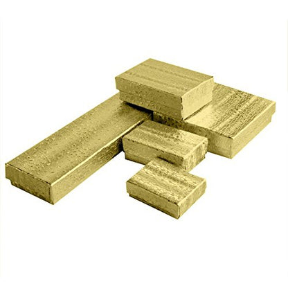 Gold Cotton Filled Jewelry Packaging and Gift Boxes Assortment #99 - Pack of 100