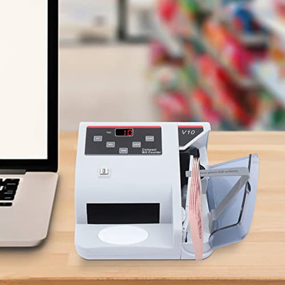Money Counter Machine, Cash Counter Bill Counting Machine with Counterfeit Detection & Digital Display for Multi-Currency, Add Mode, Counting Speed 600 PCS/MIN
