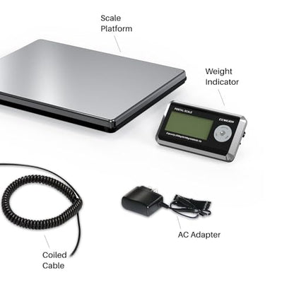 Shipping Scales 440lbs x 1.76oz Stainless Steel Large Platform,Small Business,Superlight High Accurate Postal Scales for Shipping Packages,Post Offices,Luggage Scale Battery and Adapter