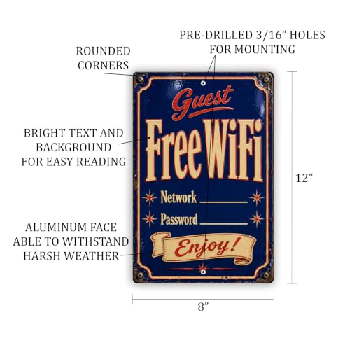 Free WiFi Vintage Enamel Business Sign - style: Free WiFi