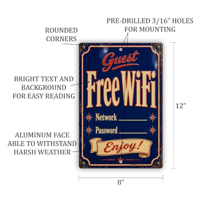 Free WiFi Vintage Enamel Business Sign - style: Free WiFi