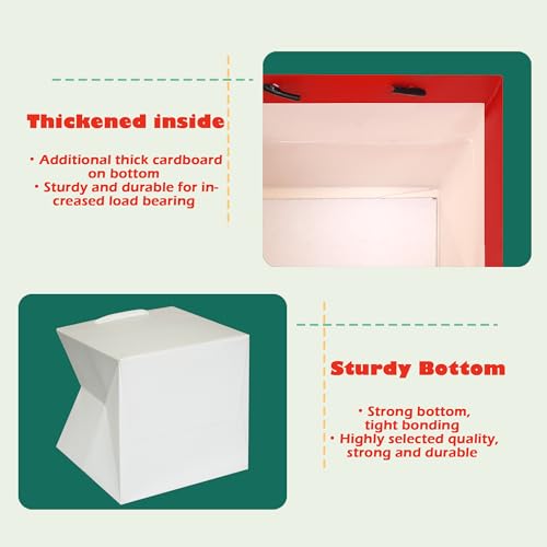 ADIDO EVA 1 Pcs White Large Square Gift Bags 12x12x12 in Large Gift Bags - color: White, size: 12x12x12 Inch (Pack of 1)