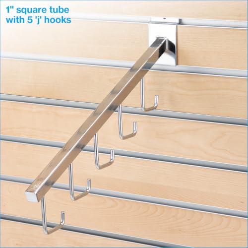 SSWBasics Chrome 5-J-Hook Waterfall for Slatwall - Pack of 10