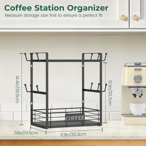 EsLuker.ly Coffee Mug Cup Holder Tree Bar Station Organizer, 2 Tier Black - color: Black + Black