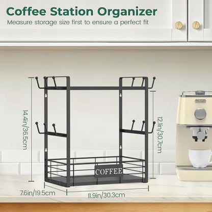 EsLuker.ly Coffee Mug Cup Holder Tree Bar Station Organizer, 2 Tier Black - color: Black + Black
