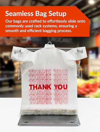 UMT Plastar 1000 Count White Thank You Bags, 10.5 x 5.5 x 17.5 in