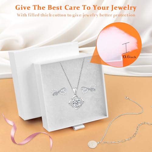 Jewelry Gift Boxes, 5 Pack 3.5×3.5x1.18 Inch Small Jewelry Gift Box Bulk, Small Gift Box,Cardboard Jewelry Gift Necklace Ring Earring Boxes (White) - color: White1