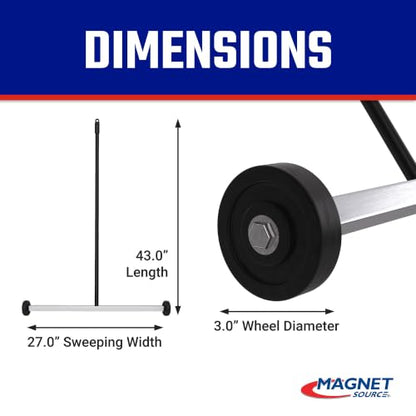 Master Magnetics Magnet Sweeper, 27” Wide Push-Type Mini Magnetic Broom with Wheels, Industrial Pick-Up Tool for Nails, Screws, and Metal Debris, 07265 - style: 27"