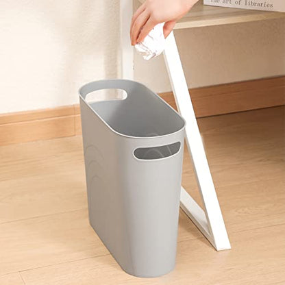 rejomiik Small Bathroom Trash Can, 3.5 Gallon Slim Garbage Can, Gray - color: Grey, size: 1 pack