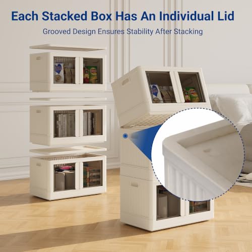 FLEXIMOUNTS 152 QT Stackable Plastic Storage Bins With Lids, Milky White - color: Milky White, size: 76 Qt-2 Pack