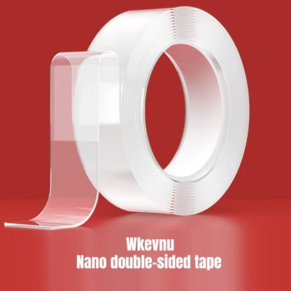 Double Sided Tape Heavy Duty,Removable Clear Nano Mounting Tape,Picture Hanging Adhesive Strips,Tough & Clear Weatherproof for Indoor/Outdoor Use,Perfect for Picture Hanging & Carpet-10FT