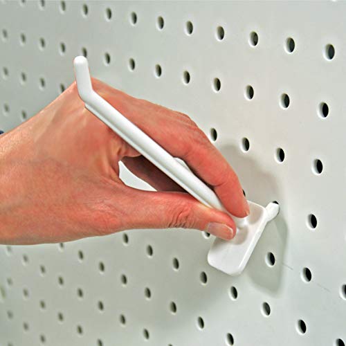 Azar Displays 800006-W Pack of 50 White Pegboard Hooks (Also Available in Black & Clear) - 6” Pegboard Hook Set (2” & 4” Pegboard J Hooks Also Available) - Polycarbonate Plastic Hooks for Retail - color: White, size: 6 Inch