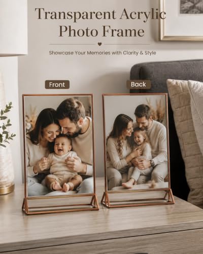 5x7 Acrylic Sign Holders, 6 Pack Rose Gold Picture Frames for Table Numbers - color: Rose Gold, size: 6 Pack 5x7 Inch