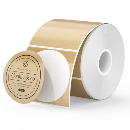 MUNBYN 3 Inch Brown Round Thermal Labels for Business, 500 Labels/1 Roll - color: Brown, size: 3inch
