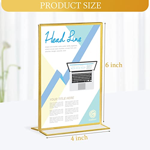 Hoteam 24 Pack 4 X 6 Inch Gold Acrylic Sign Holder Picture Frame - size: 4 x 6 Inch