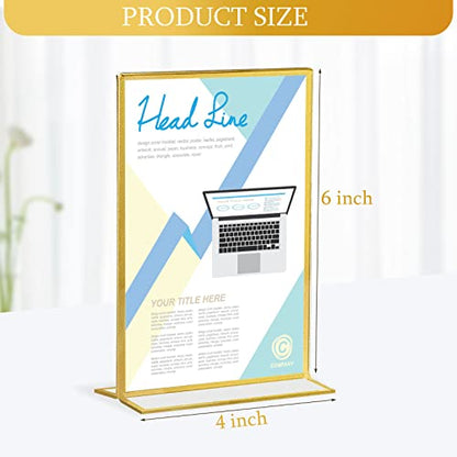 Hoteam 24 Pack 4 X 6 Inch Gold Acrylic Sign Holder Picture Frame - size: 4 x 6 Inch