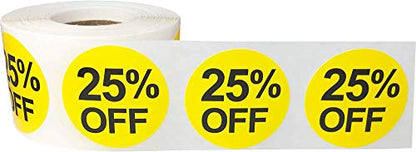 25% Percent Off Stickers for Retail 1.5 Inch 500 Adhesive Labels - color: 25% Off